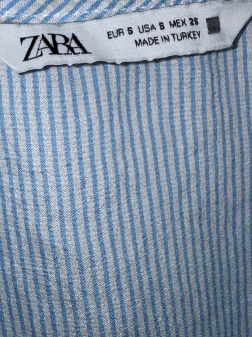 Zara Pale Blue Ruffled Button-Front Blouse - Picture 4 of 5